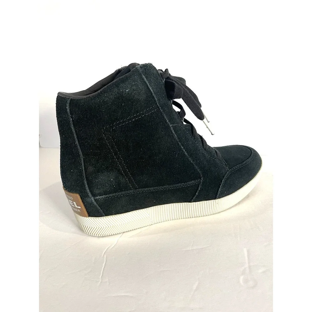 Sorel Out N About Wedge Bootie‎ Womens 9.5 Black Suede Waterproof Sneakers Boots